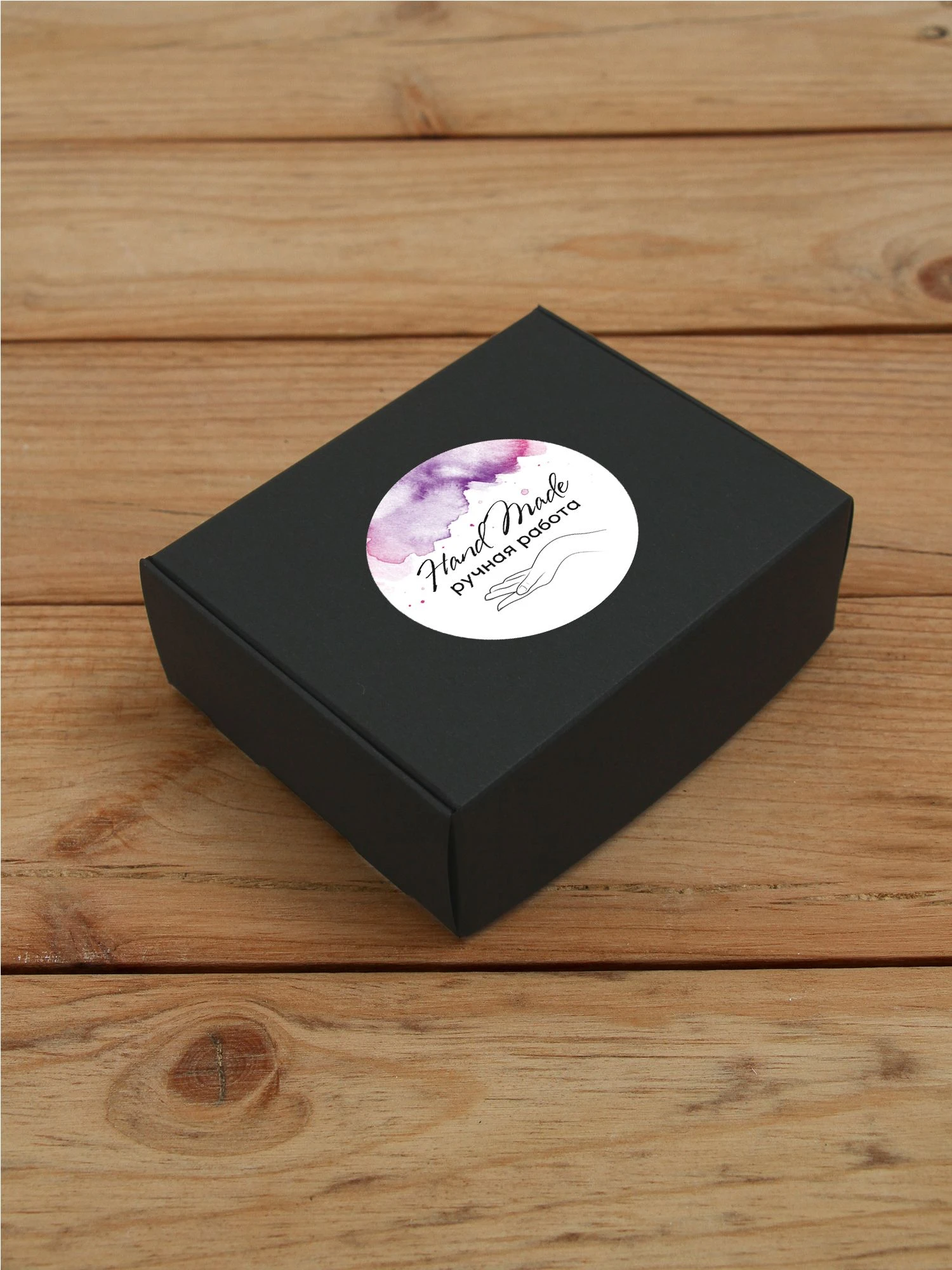 Наклейка стикер глянцевая круглая 40 мм 150 шт "Hand Made Ручная работа v1"