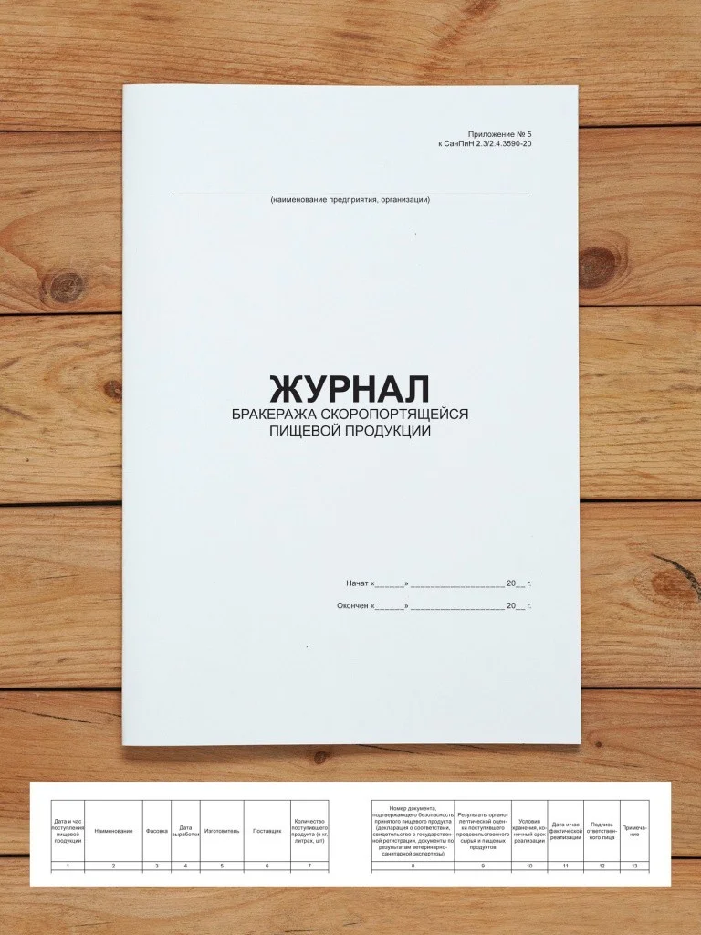 1 шт Журнал бракеража скоропортящейся пищевой продукции