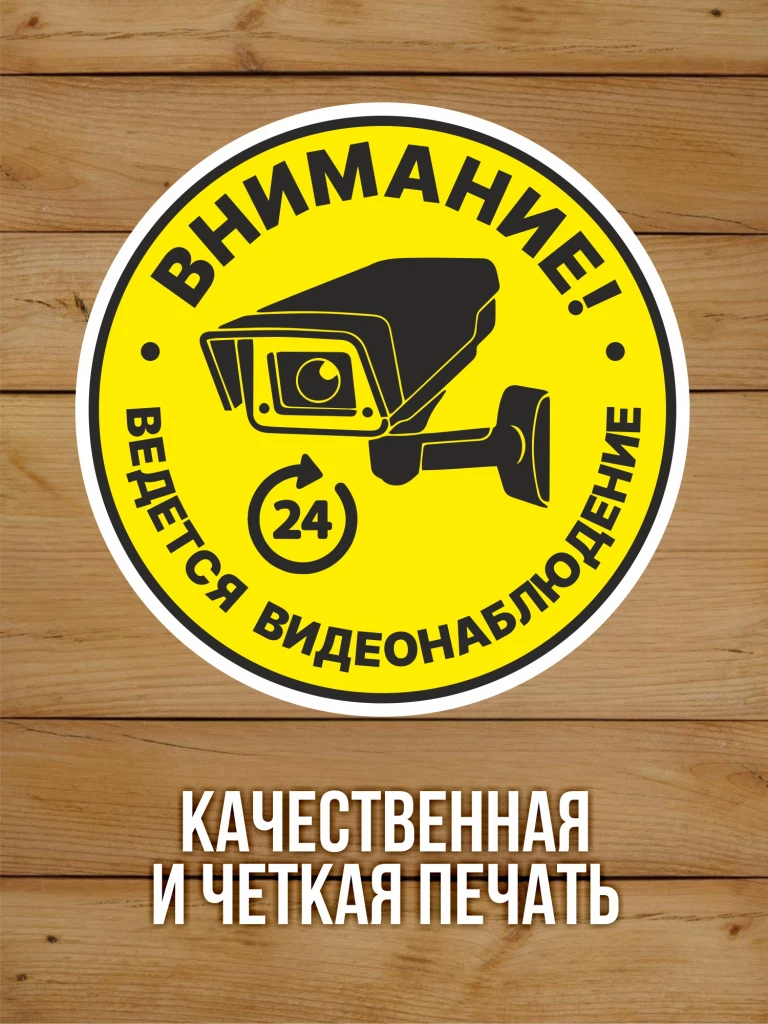 Наклейка Ведется видеонаблюдение виниловая круглая 100х100 мм 10 шт