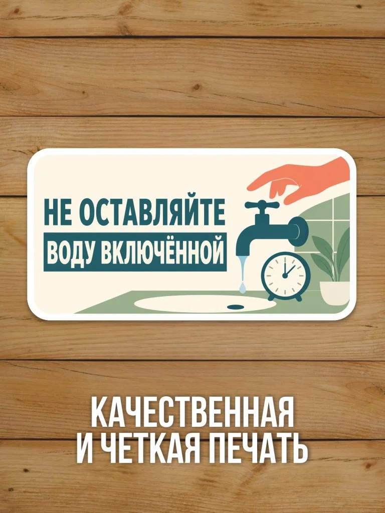 Наклейка «Не оставляйте воду включённой» от Бумажного Барона