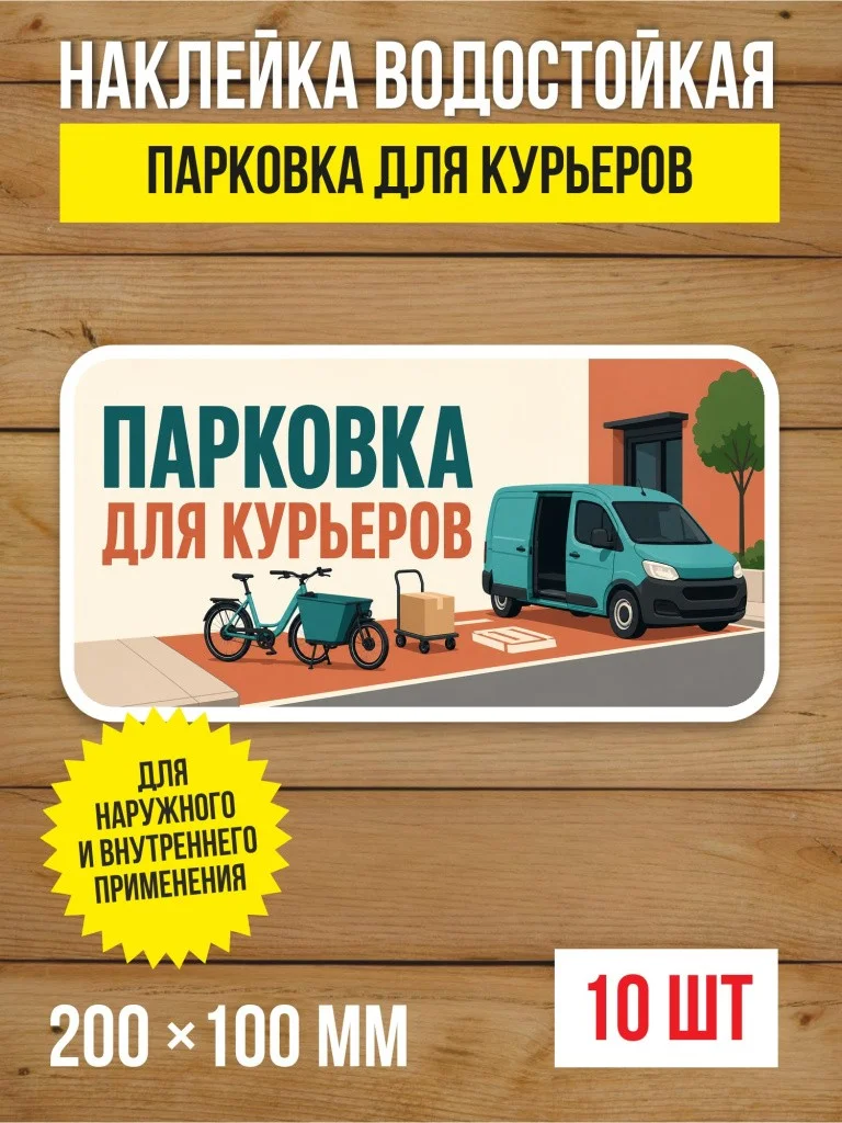 Наклейка «Парковка для курьеров» виниловая, 200х100 мм, 10 шт