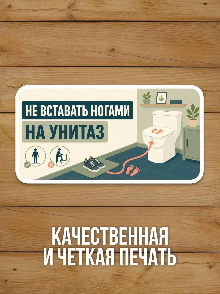 Наклейка «Не вставать ногами на унитаз» от Бумажного Барона