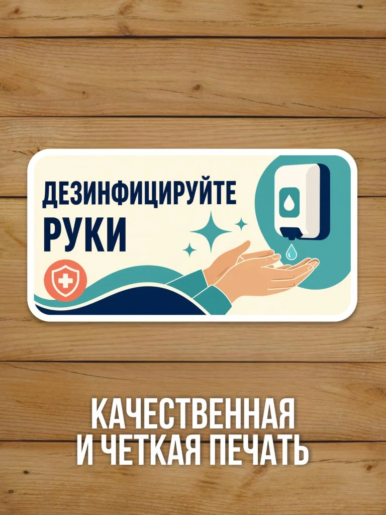 Наклейка «Дезинфицируйте руки» от Бумажного Барона