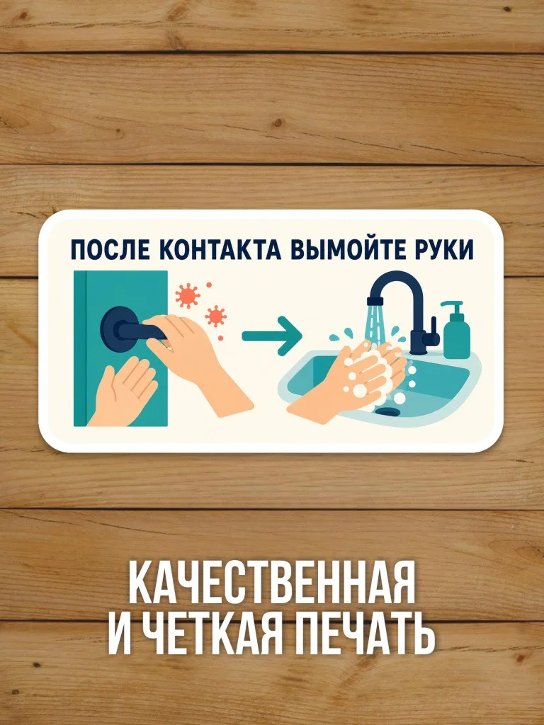 Наклейка «После контакта вымойте руки» от Бумажного Барона
