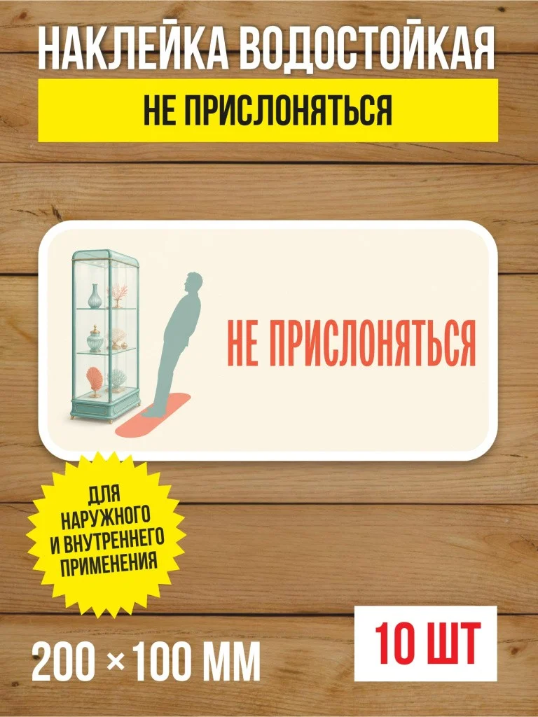 Наклейка «Не прислоняться» виниловая, 200х100 мм, 10 шт
