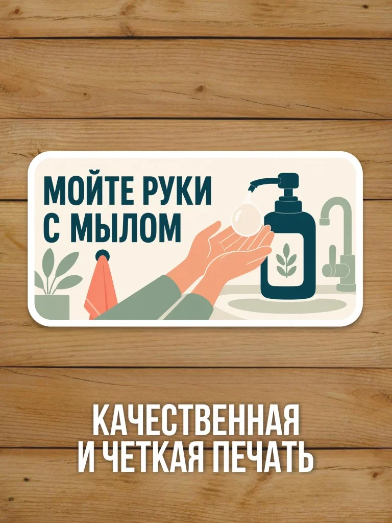 Наклейка «Мойте руки с мылом» от Бумажного Барона