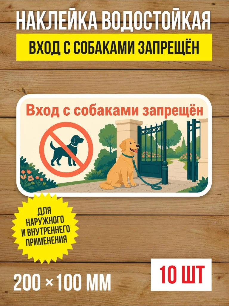 Наклейка «Вход с собаками запрещён» виниловая, 200х100 мм, 10 шт