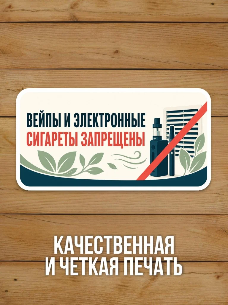 Наклейка «Вейпы и электронные сигареты запрещены» от Бумажного Барона