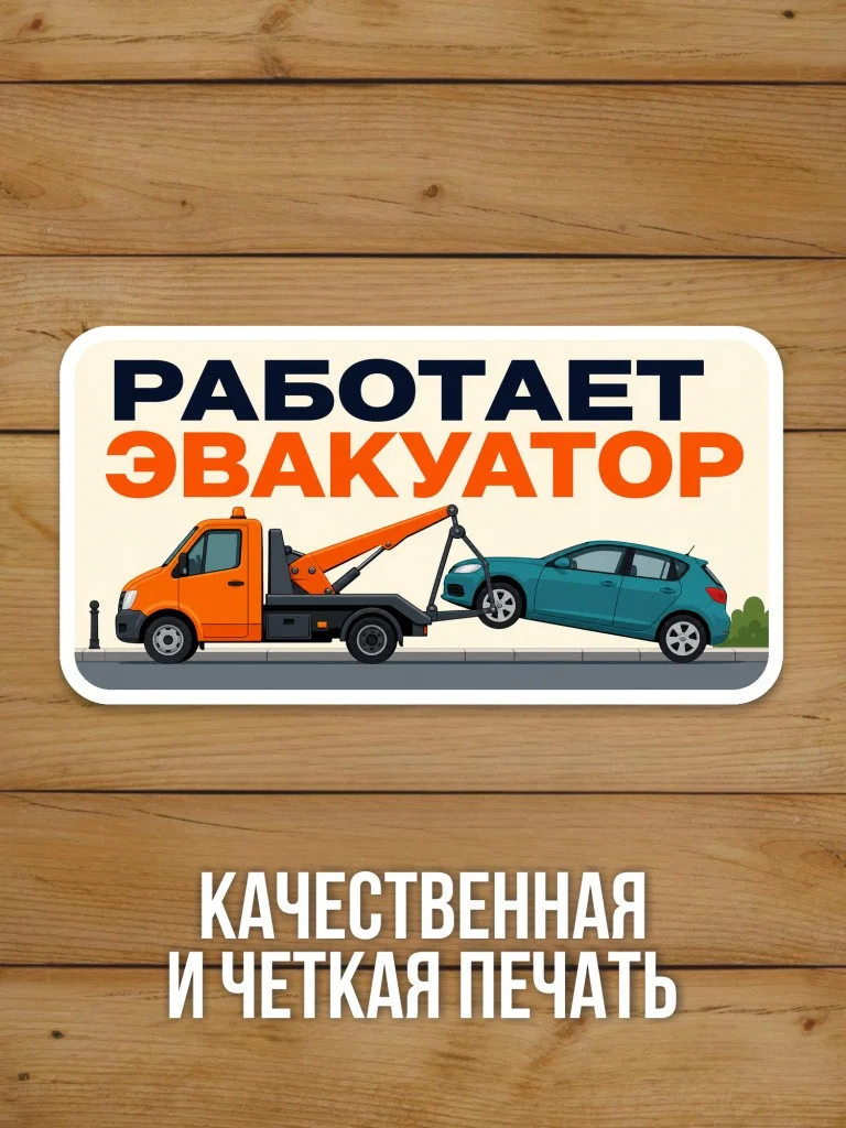 Наклейка «Работает эвакуатор» от Бумажного Барона