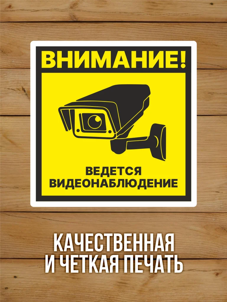 Наклейка Ведется видеонаблюдение виниловая квадратная 100х100 мм 10 шт