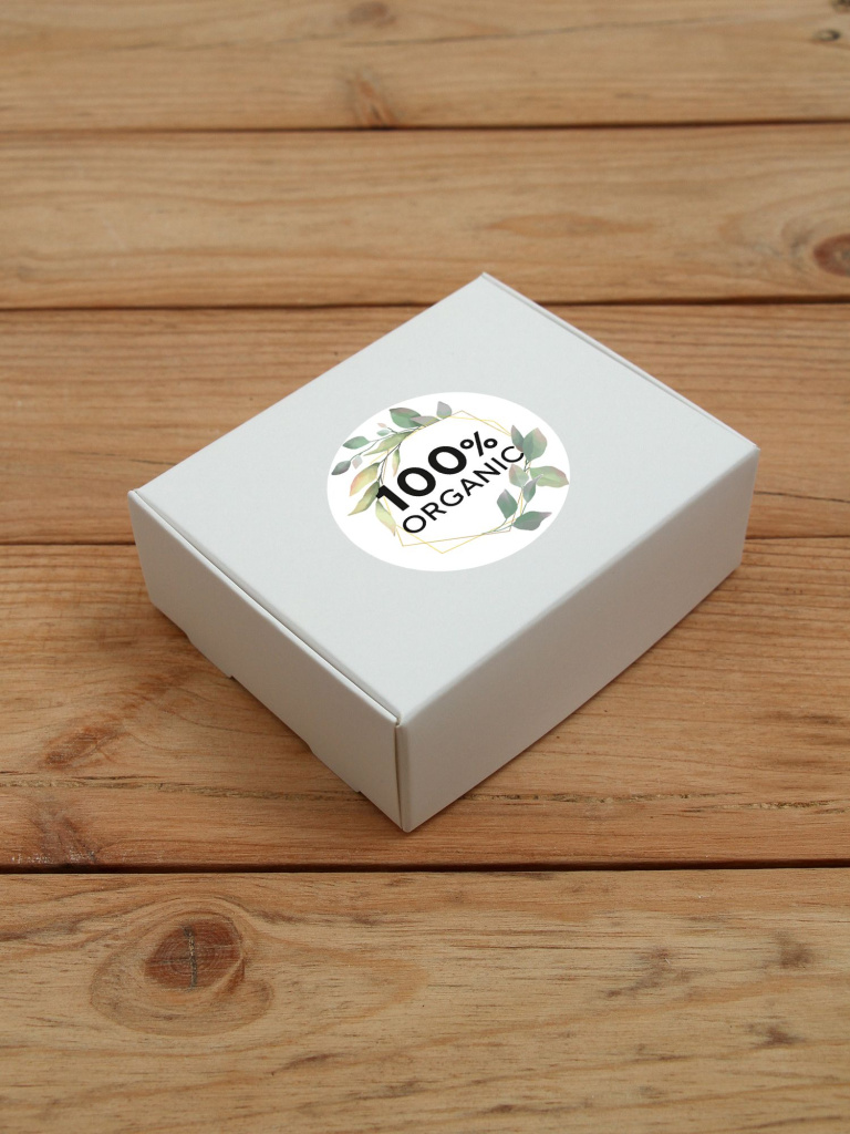 Наклейка стикер матовая круглая 40 мм 150 шт "100% Organic"
