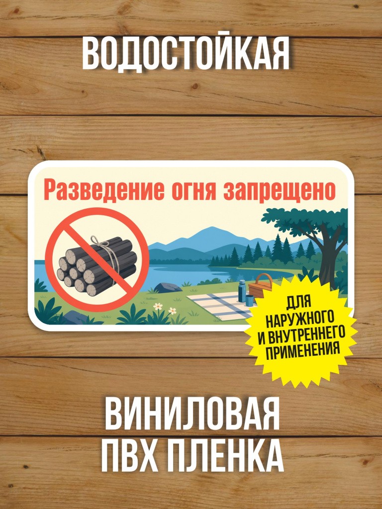 Наклейка «Разведение огня запрещено» от Бумажного Барона
