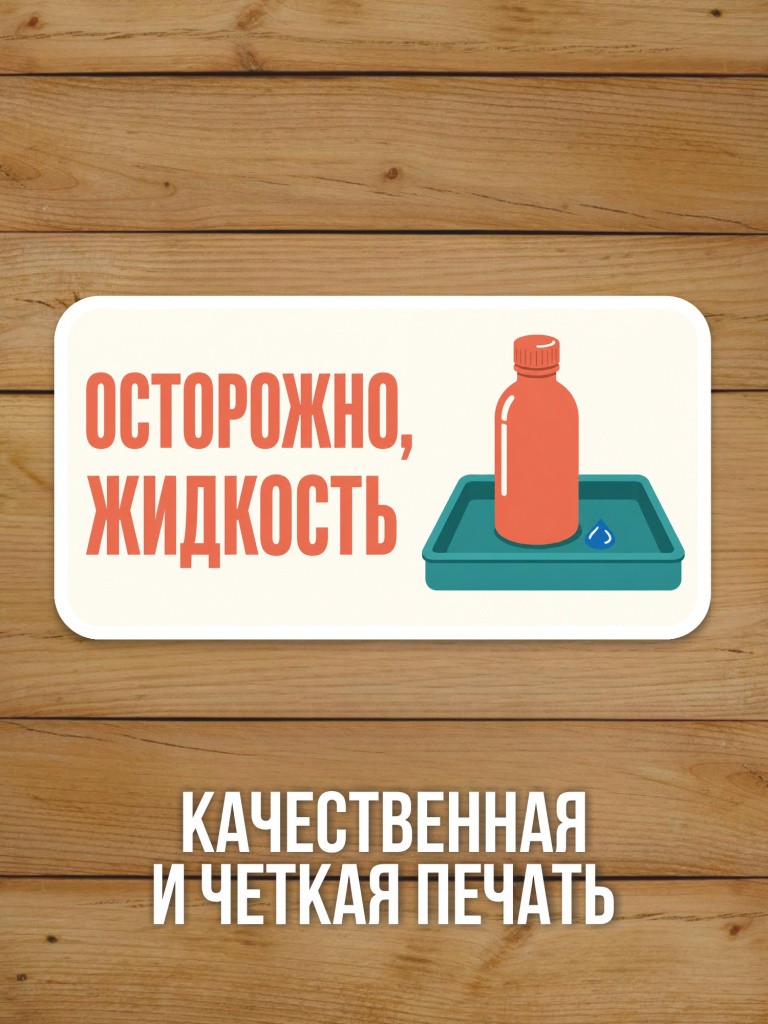 Наклейка «Осторожно, жидкость» от Бумажного Барона