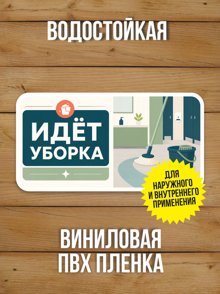 Наклейка «Идёт уборка» от Бумажного Барона