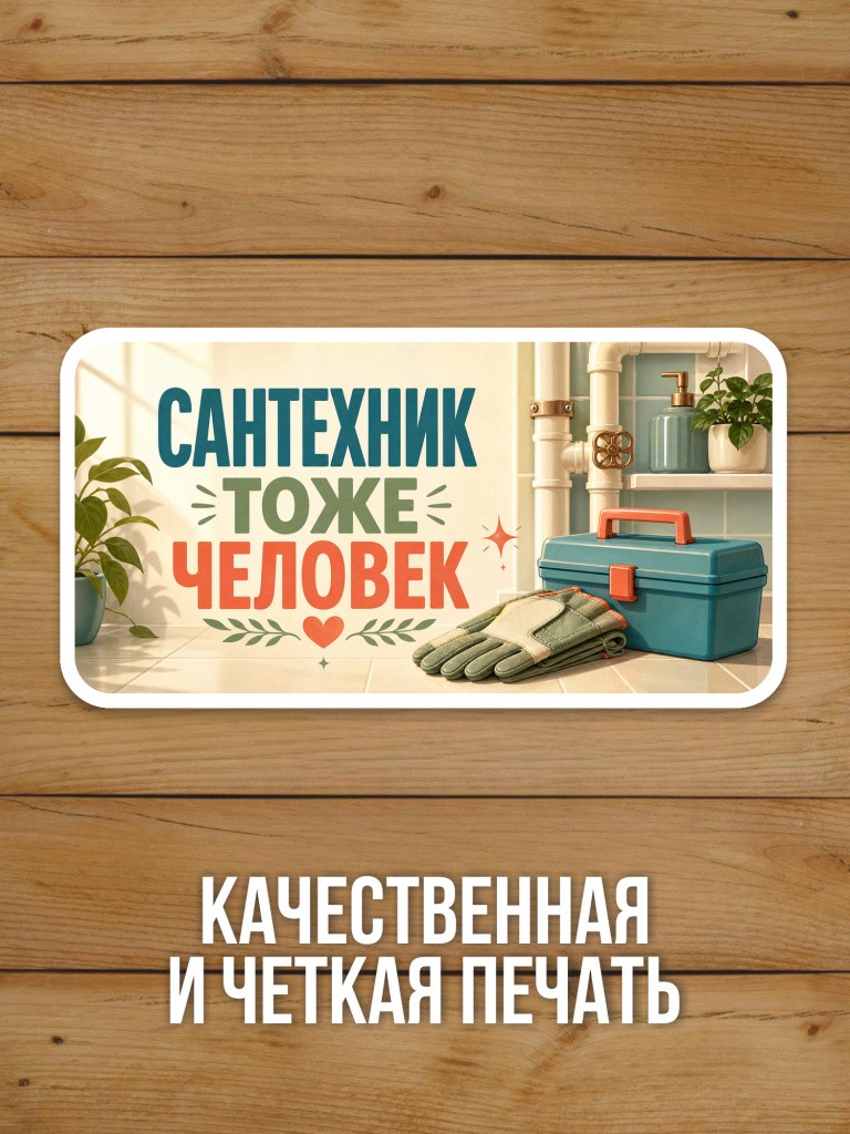 Наклейка «Сантехник тоже человек» от Бумажного Барона