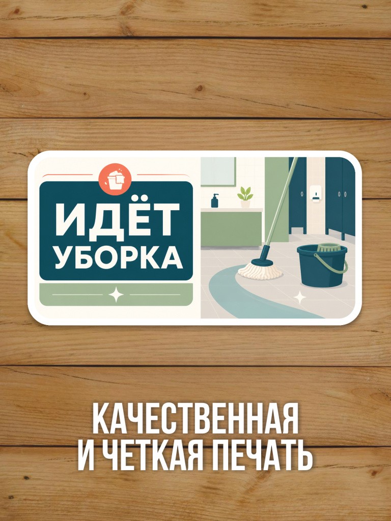 Наклейка «Идёт уборка» от Бумажного Барона