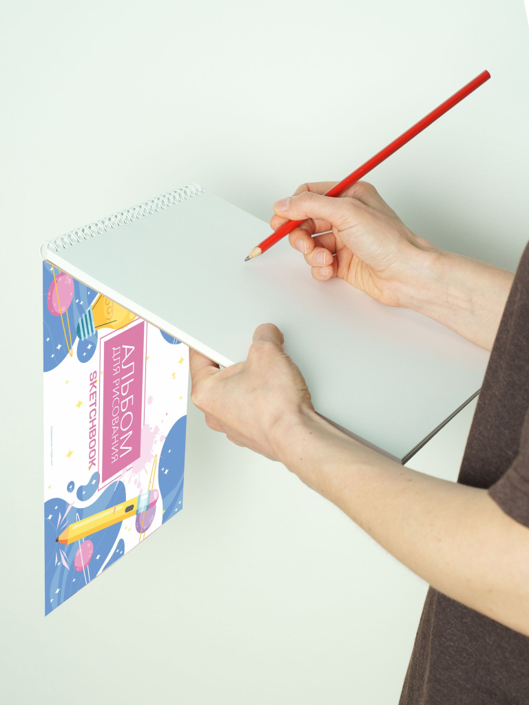 А4 Альбом планшет с очень плотными листами 235 г/м2 (скетчбук) для рисования и акварели "Идея!" на жесткой подложке, 30 листов