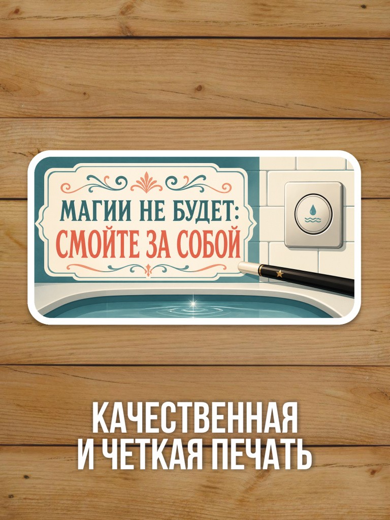 Наклейка «Магии не будет: смойте за собой» от Бумажного Барона
