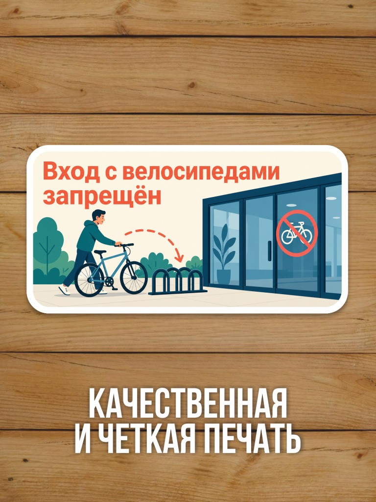 Наклейка «Вход с велосипедами запрещён» от Бумажного Барона