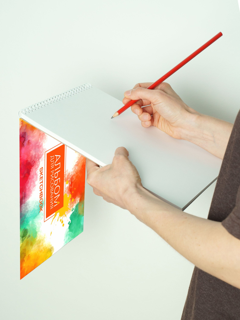 Альбом планшет с плотными листами 160 г/м2 (скетчбук) для рисования "Абстракция" А4 на жесткой подложке, 40 листов