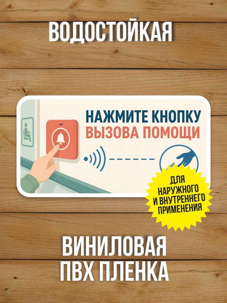 Наклейка «Нажмите кнопку вызова помощи» от Бумажного Барона