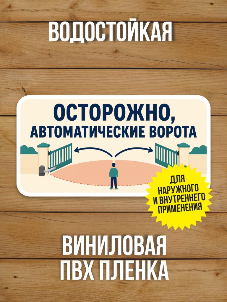 Наклейка «Осторожно, автоматические ворота» от Бумажного Барона