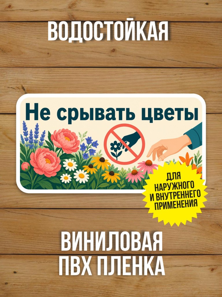 Наклейка «Не срывать цветы» от Бумажного Барона