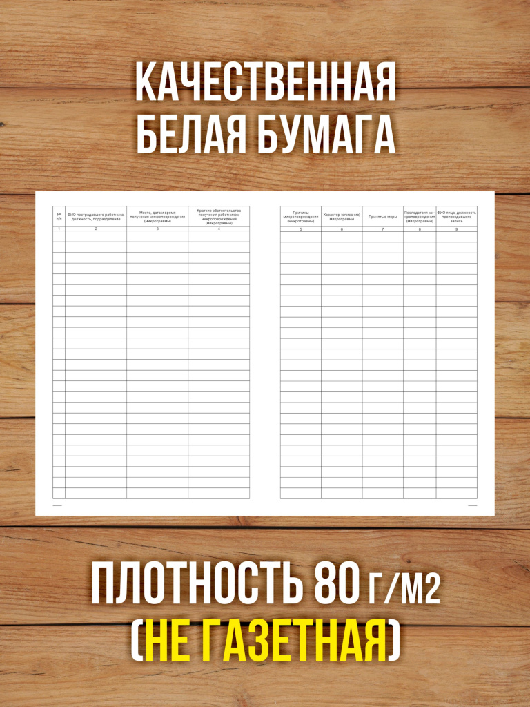 1 шт Журнал учета микроповреждений (микротравм) работников