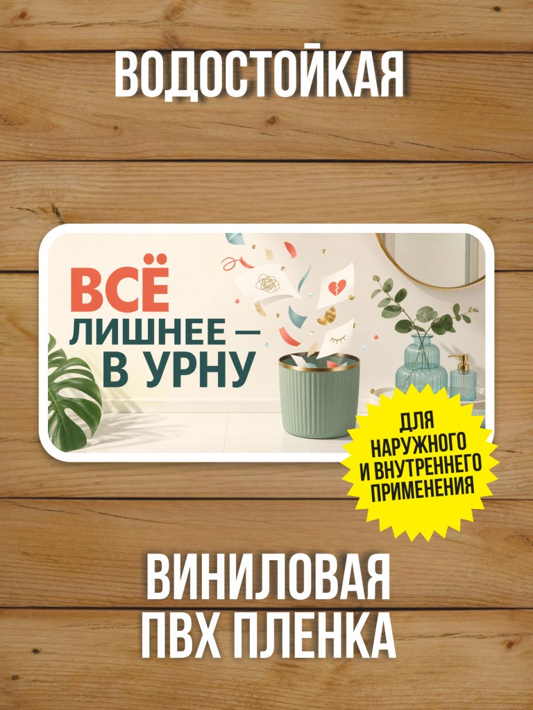 Наклейка «Всё лишнее - в урну» от Бумажного Барона