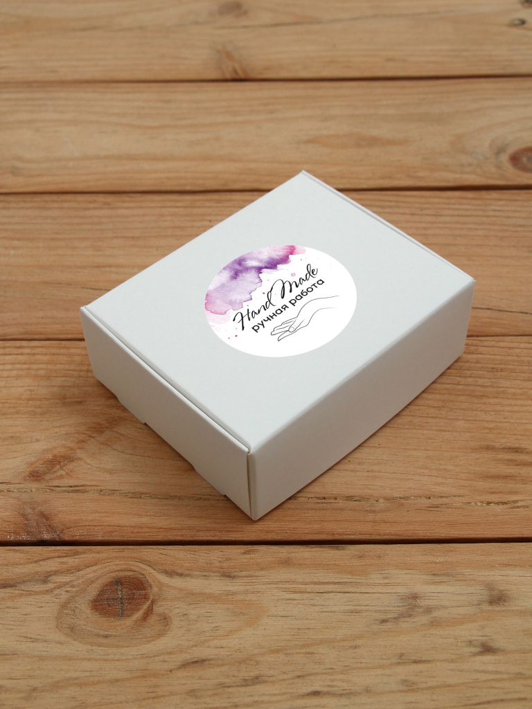 Наклейка стикер матовая круглая 40 мм 150 шт "Hand Made Ручная работа v1"