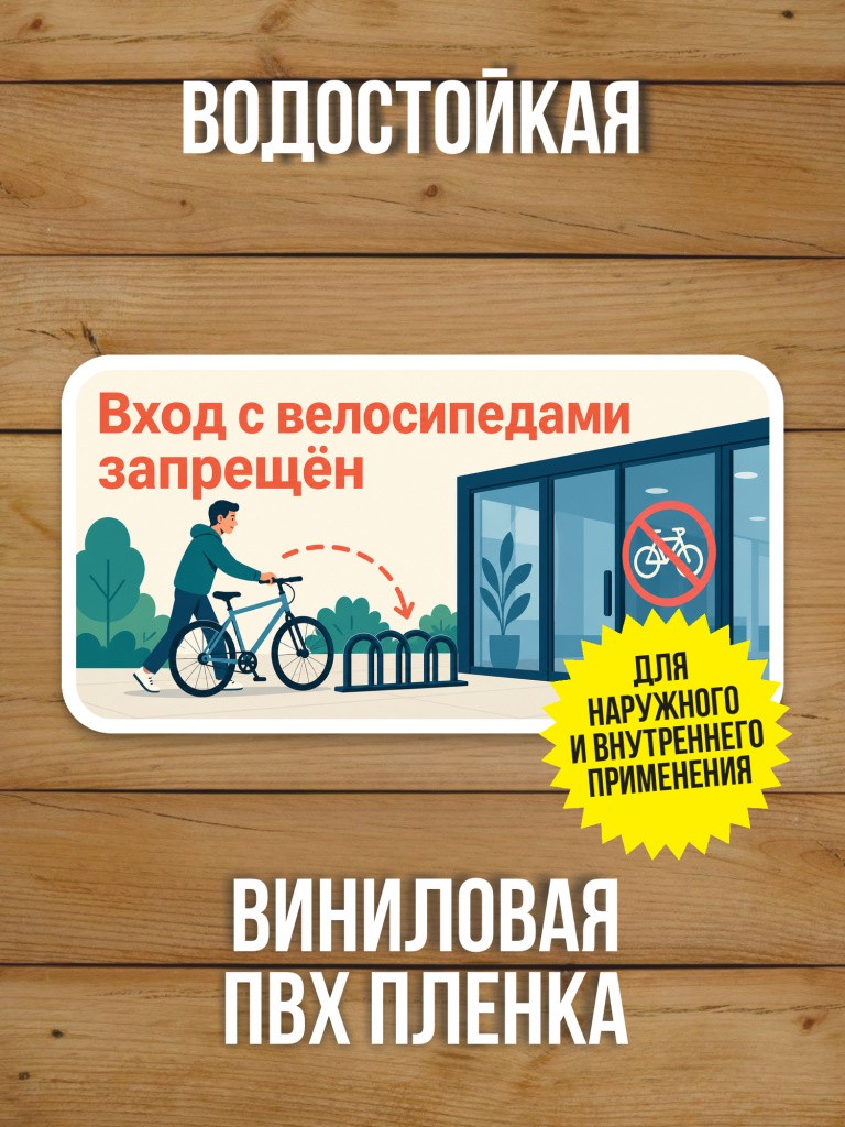 Наклейка «Вход с велосипедами запрещён» от Бумажного Барона