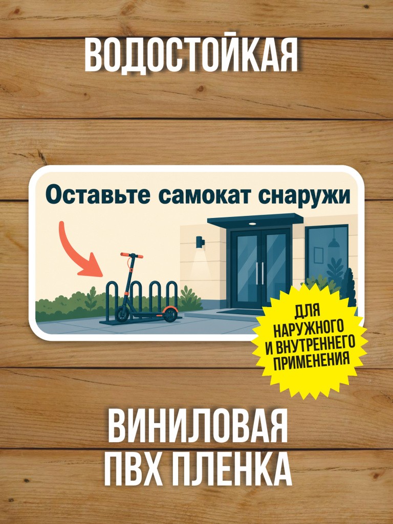 Наклейка «Оставьте самокат снаружи» от Бумажного Барона