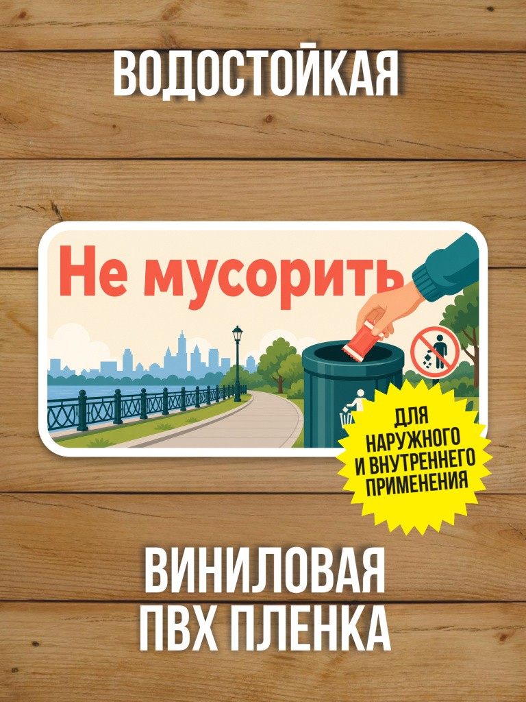 Наклейка «Не мусорить» от Бумажного Барона